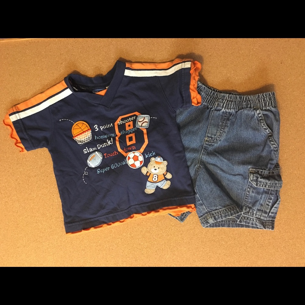 Boy’s 24 Months Sports T-shirt & Jean Shorts Lot 2